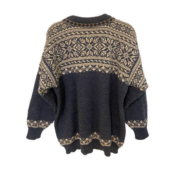 Vtg Dale of Norway Mens Cardigan Sweater XL Fair Isle New Wool Preppy Grandpa - Picture 9 of 14